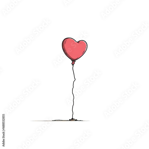 Pink Heart Shaped Balloon on Transparent Background