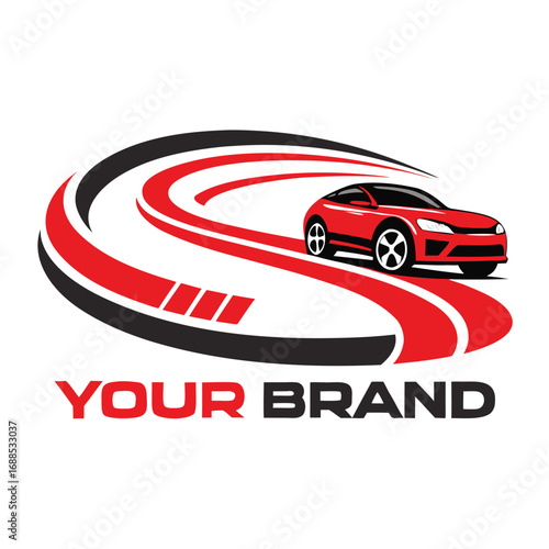 
Red sedan car isolated on white vector design