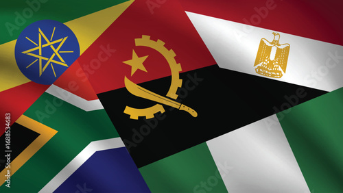 Illustration Vector Featuring South Africa, Angola, Nigeria, Ethiopia and Egypt Identities