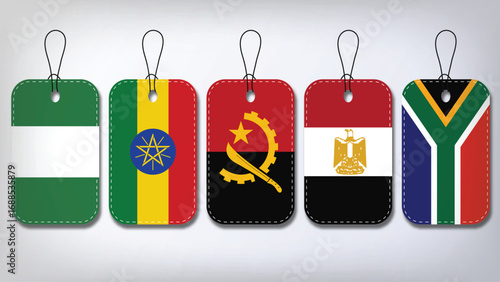 Illustration Vector Featuring South Africa, Angola, Nigeria, Ethiopia and Egypt Identities