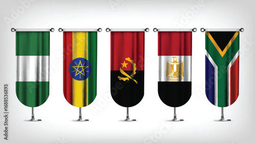 Illustration Vector Featuring South Africa, Angola, Nigeria, Ethiopia and Egypt Identities