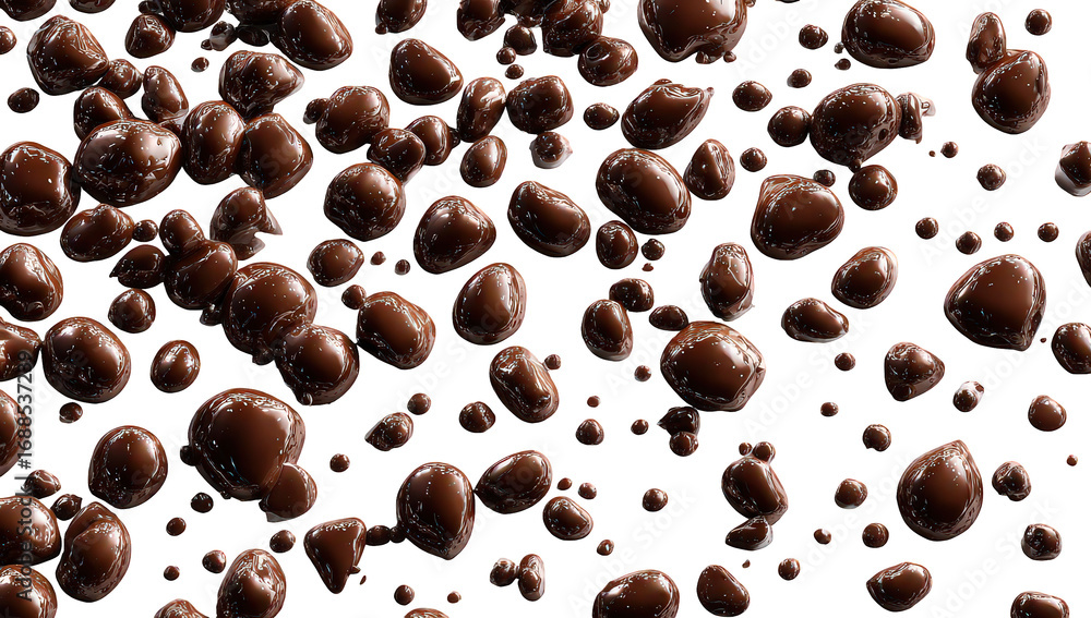 Obraz premium Floating Brown Chocolate Drops on Black Background
