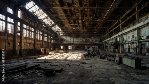 Inside an Abandoned Factory with Rusty Machinery