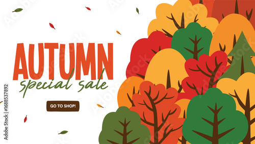 Autumn Sale Marketing Banner Template with Discount Text. Ideal for seasonal marketing and advertisement.