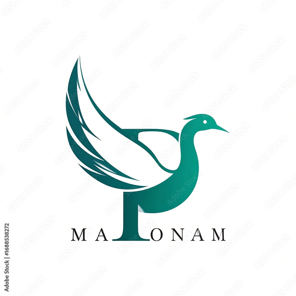 Obraz premium Elegant bird logo with text