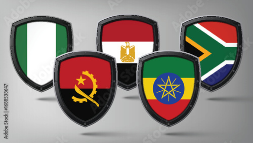 Illustration Vector Featuring South Africa, Angola, Nigeria, Ethiopia and Egypt Identities