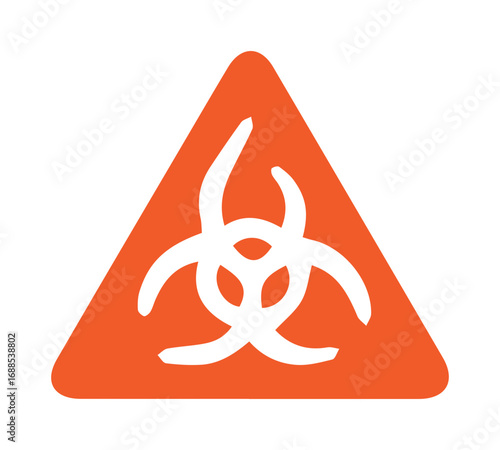 Biohazard warning symbol:  orange triangle with a white biohazard sign.