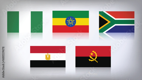 Illustration Vector Featuring South Africa, Angola, Nigeria, Ethiopia and Egypt Identities