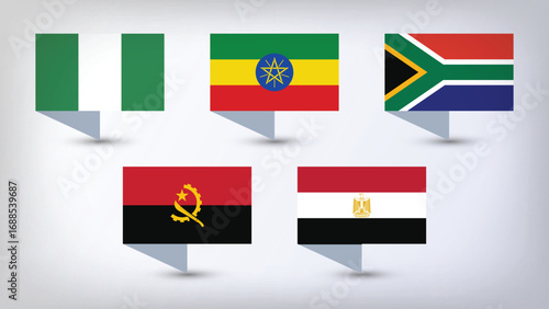 Illustration Vector Featuring South Africa, Angola, Nigeria, Ethiopia and Egypt Identities