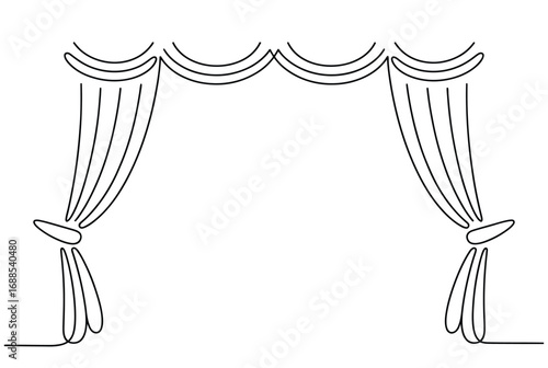 Elegant theatre curtains drawn back revealing a stage for performance or presentation