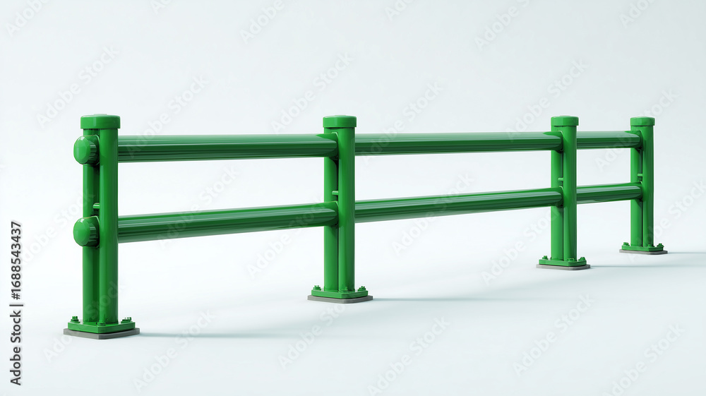 Fototapeta premium Green metal barrier with transparent background
