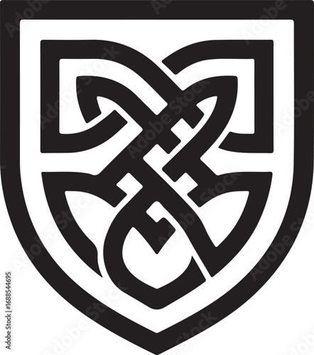 Celtic Knot Shield Emblem for Irish Heritage Symbols and Ancient Warrior Insignia Designs