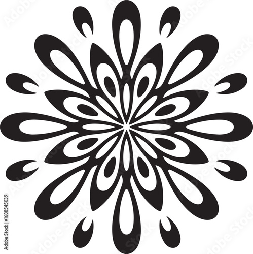 Symmetrical Floral Ornament Vector Illustration for Decoration and Backgrounds with Petal Design