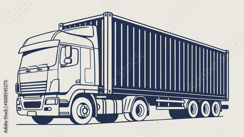Streamline Transport: A meticulously rendered illustration of a heavy-duty truck, conveying the essence of modern freight and logistics.