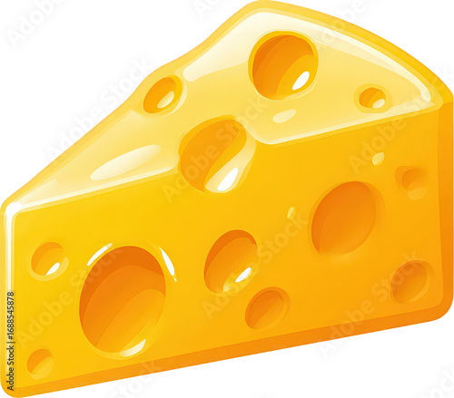 Yellow Cheese Wedge with Holes on Transparent Background