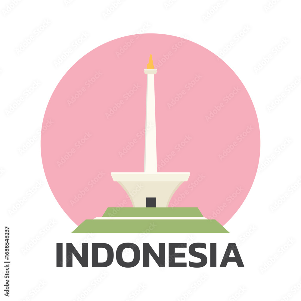 Fototapeta premium Jakarta Monas Flat Vector Design Illustration. National Monument of Indonesia the Landmark of Jakarta City. Monumen Nasional Jakarta&nbsp;Tugu&nbsp;Monas.