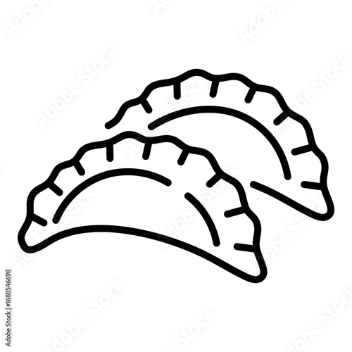 Dumpling icon, symbolizing Asian cuisine, snack, or comfort food.