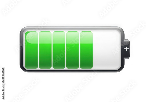 High battery charge level indicator shows green bars on a black background transparent background