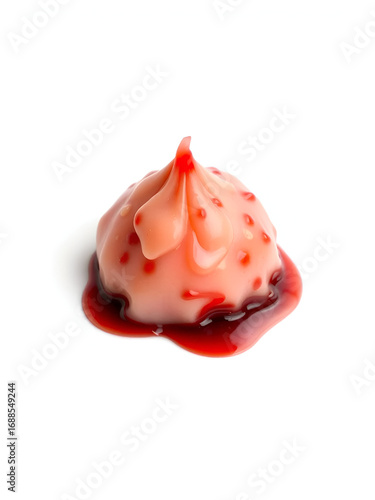 Boiled Pig Blood Curd Isolated on White Background