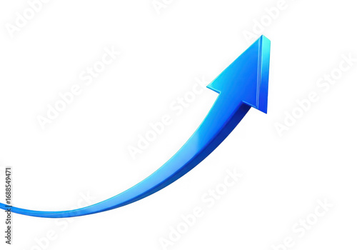 Bright blue arrow ascending upward on a representing growth and progress transparent background