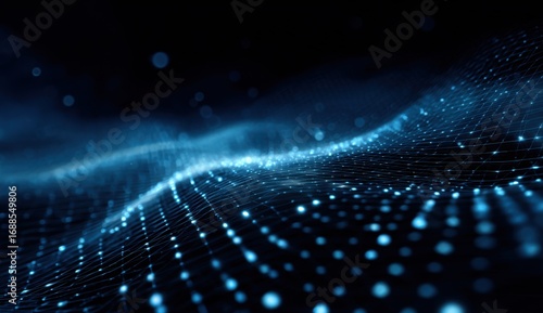 Abstract digital wave of interconnected points