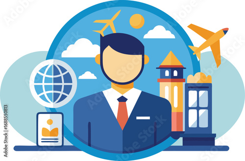 travel  agency business man with laptop