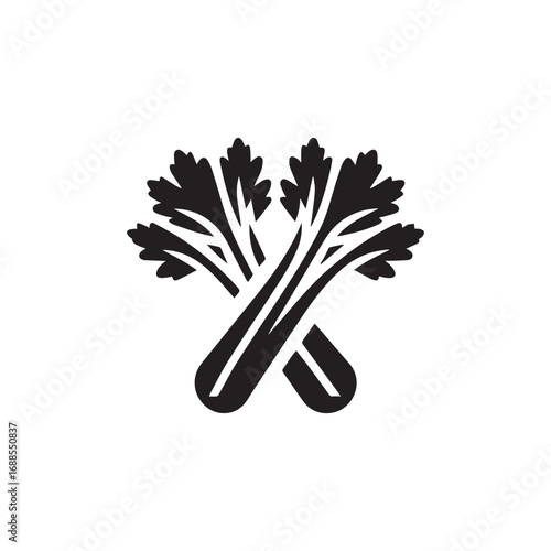 2d celery vegetable logo with white background