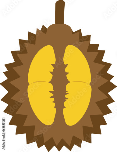 Showcases a durian, a fruit known for its strong smell. Suitable for food blogs or organic product advertisements.