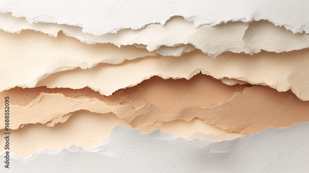 Fototapeta premium Torn Paper Texture Background Beige Cream.