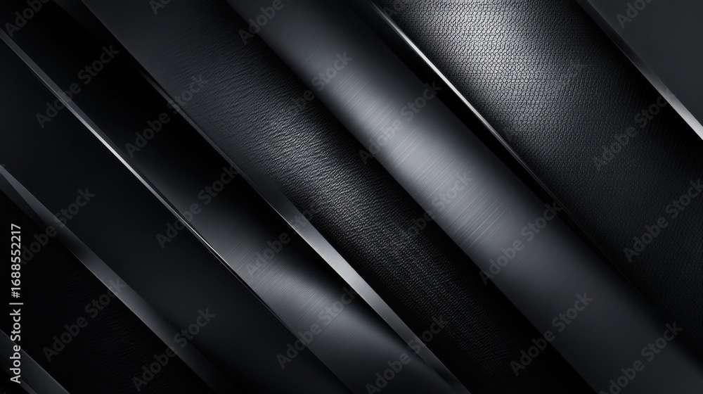 Obraz premium Textured black surfaces are arranged diagonally, creating a visually striking pattern. This design highlights the contrast between various finishes, suitable for modern aesthetics.