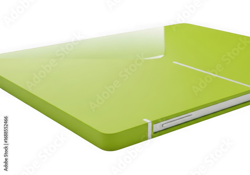 Modern light green mattress with white side detail and reflective surface transparent background