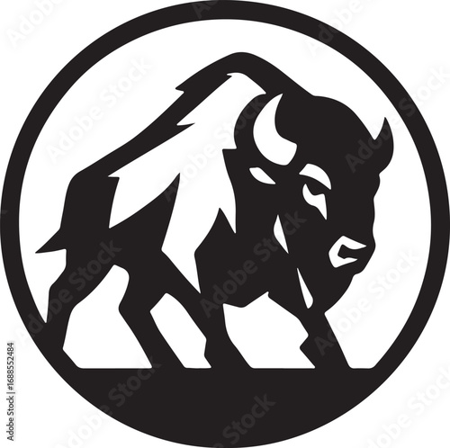 Bison in circular emblem