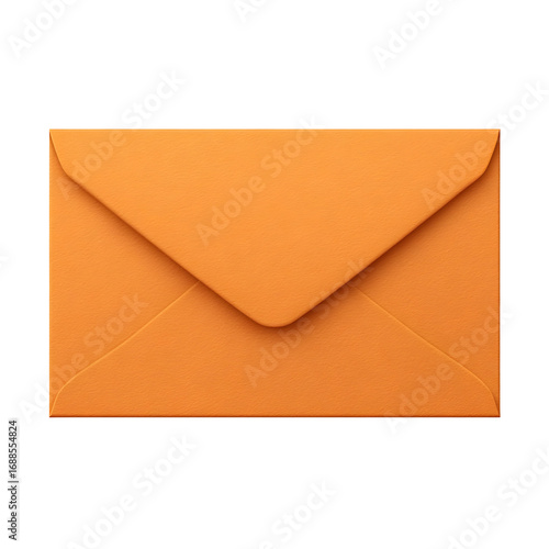 A single classic orange mailing envelope, sealed and isolated on a pure white background, representing correspondence and communication