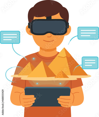 History class VR field trip- pyramids with info tags Illustration