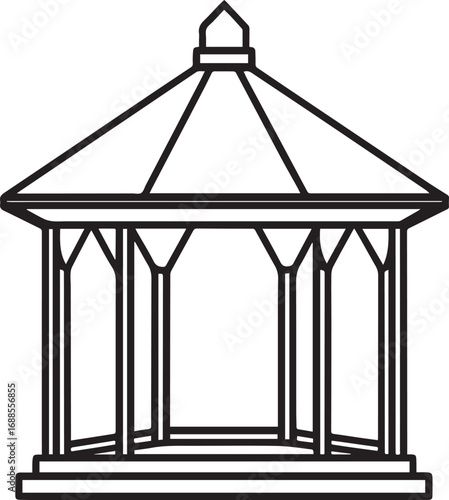 gazebo outline vector illustration line art