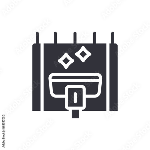Stylized Floor Cleaning Icon Featuring A Vacuum And Shimmering Effect Design