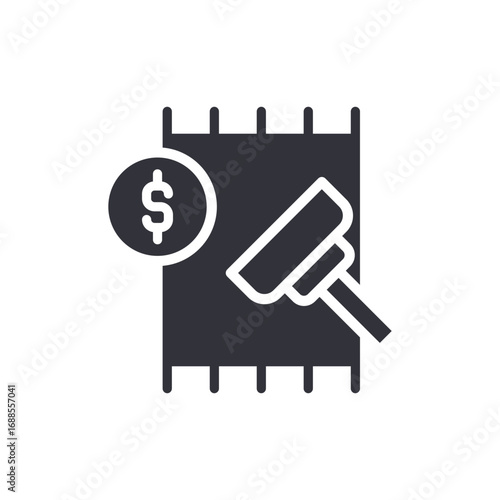 Auction Of Textile Property Depicting Hammer And Dollar Sign Isolated On Transparency