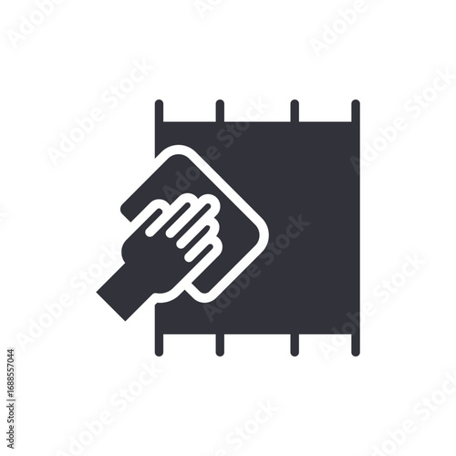 Hand Applying A Cleaning Cloth To A Rectangular Object For Surface Care