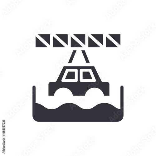 Stylized Car Wash Icon Depicting Automated Cleaning Process With Transparent Canvas