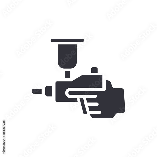 Detailed Illustration Of A Spray Gun Tool Held In Hand For Artistic Purposes