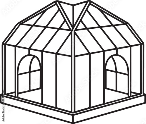 greenhouse outline vector illustration line art
