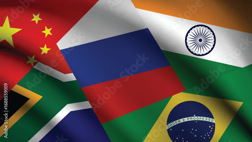 Illustration Vector Featuring Russia, Brazil, India, Brazil and South Africa Identities