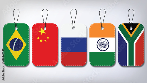 Illustration Vector Featuring Russia, Brazil, India, Brazil and South Africa Identities