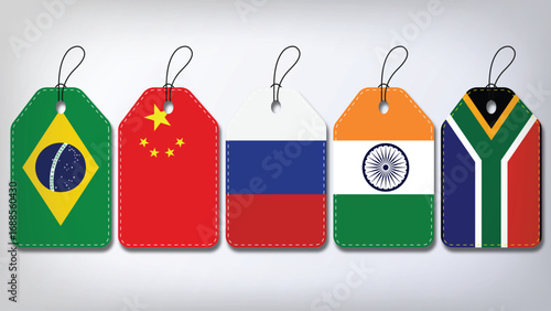 Illustration Vector Featuring Russia, Brazil, India, Brazil and South Africa Identities