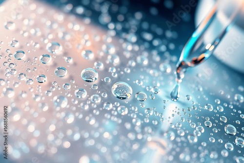 Minimalist skincare background with droplet details, suitable for advertising clean beauty and cosmetic products.