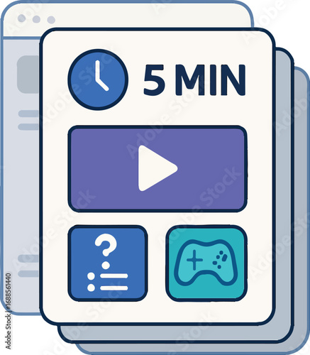 Series of 5-min lesson tiles -video, quiz, game Illustration