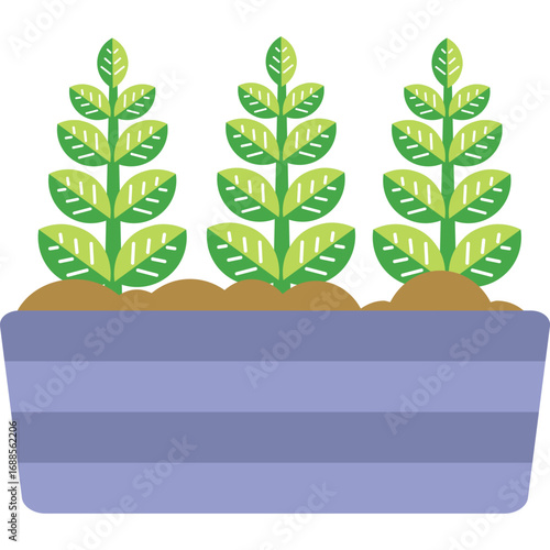 Potted Plants Vector Flat Illustration