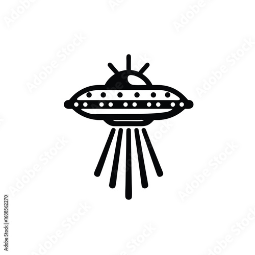 Black flying saucer with beam of light alien extraterrestrial