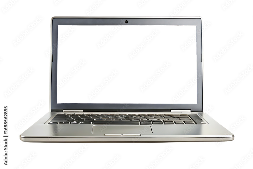Fototapeta premium Modern Laptop Computer with Blank Screen Isolated on Transparent Background