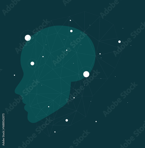 A blue head with a lot of dots on it
